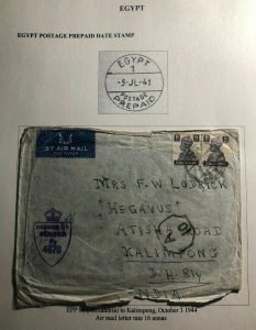 1944 Alexandria Egypt Indian Base EPP 90 Censored Airmail Cover To Kalimpong