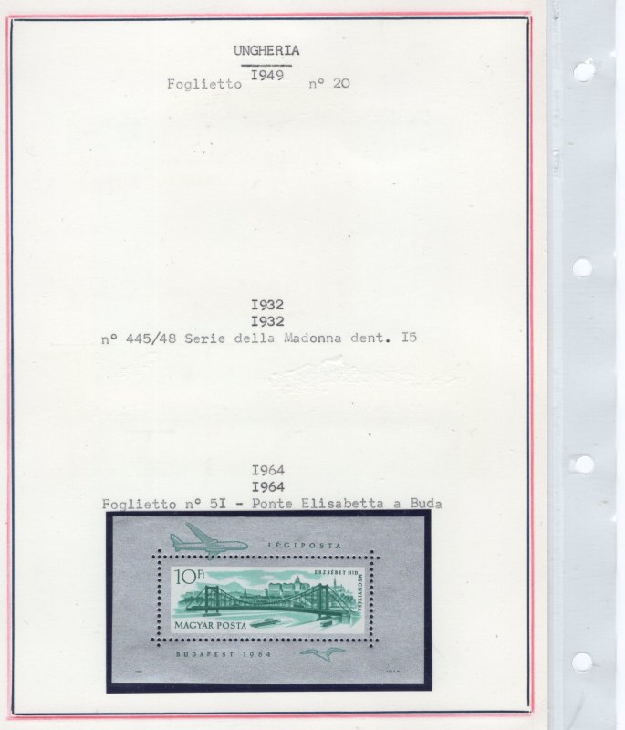 HUNGARY 1964  MNH  SOUVENIR SHEETS XF  (152) NEW EUROPEAN STAMPS