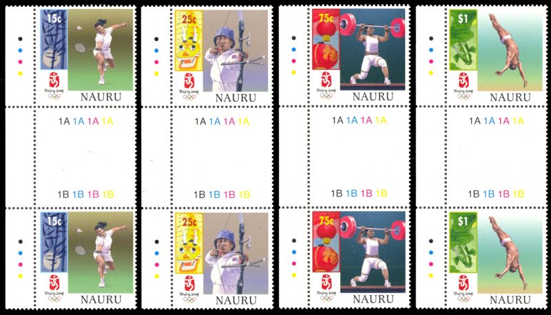 Nauru 2008 Scott #578-581 Gutter Pairs Mint Never Hinged