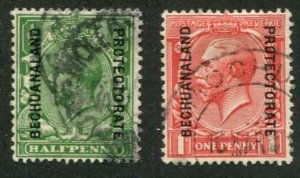 Bechuanaland Protect. SC# 83-4 KGVI 1/2p and 1p o/p on Great Britain Used