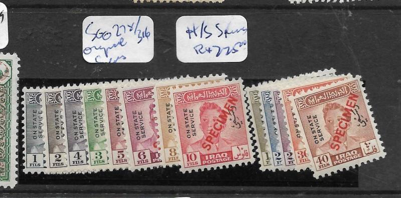 IRAQ  (PP0902B) SG 278/316 ORIGINAL COLORS H/S SPECIMEN RARE  MOG