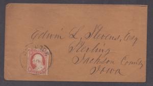 **US 19th Century Cover, SC# 11a Dubuque, IA SON CDS Cancel