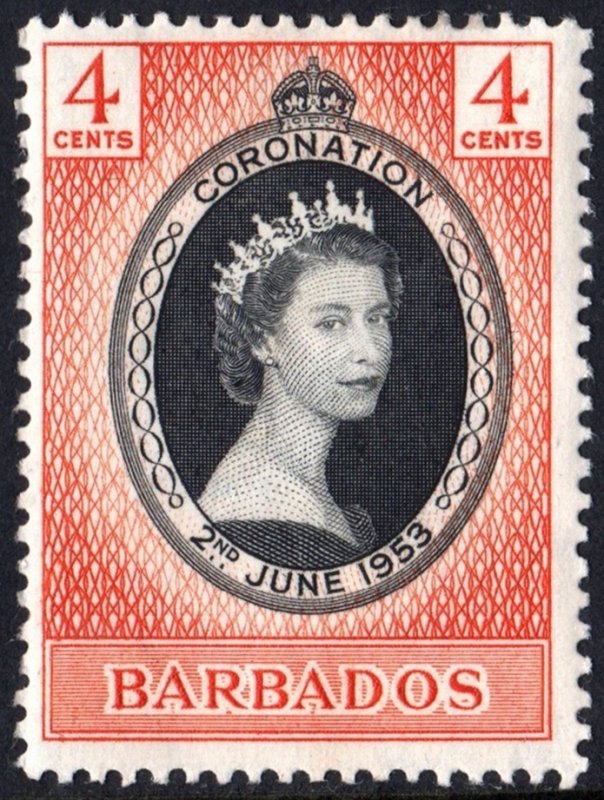 Barbados SC#234 4¢ Coronation of Queen Elizabeth II (1953) MLH