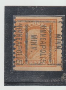 Scott# 497 Used Benjamin Franklin 10¢ 1922 BEP Minneapolis, MN Precancel