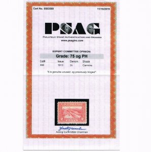 AFFORDABLE GENUINE SCOTT #398 F-VF MINT OG XLH PSAG CERT 2¢ PAN PACIFIC #14118