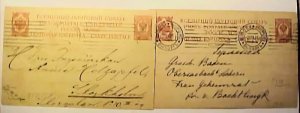 RUSSIA USED IN FINLAND POSTAL CARD HELSINGFORS 1915 & VIBORG 1918 BOTH #18 CAT