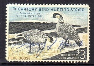 US RW31 1964 Duck Hunting Stamp Used (signed) - Hinge Remnant