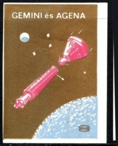 Scarce 1961 Hungary Poster Stamp (Match Box Label) Space Series Gemini-Agena