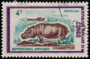 Congo Republic 271 - Cto - 4fr Hippopotamus (1972) (2)
