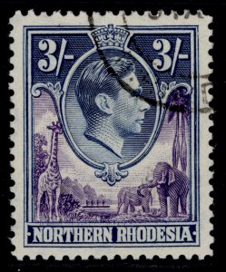 NORTHERN RHODESIA GVI SG42, 3s violet & blue, FINE USED. Cat £19.
