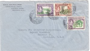 DOMINICA cover postmarked  13 July 1946 - The 10½ d rate to USA