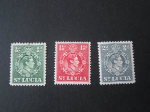 St Lucia 1938 110A,113A-14A perf. 14.5X14 MH