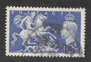 Great Britain Scott #288 Used 10sh George VI 2018 CV $5.00