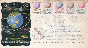 Indonesia 1958 Sc#460/464 I.G.Y.Satellite Circling Globe-Space Registered FDC