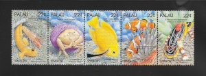 FISH - PAPAU #182a  STRIP OF 5 (BELOW FACE)  MNH