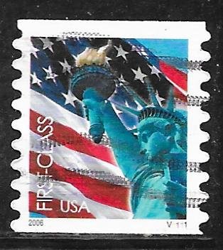 USA 3968: (39c) First Class Flag and Liberty, plate no single, used, VF