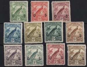 New Guinea 1931 Officials set of 11 sgO31-41 fine mint (2s shallow hinge thin)