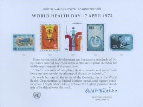 UN #1 SOUVENIR CARD - WORLD HEALTH ORGANIZATION - Mint