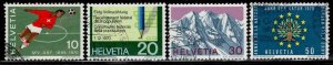 Switzerland #517-20 ~ Clpt Set of 4 ~ Soccer, Census, Alps ~ Used  (1964)