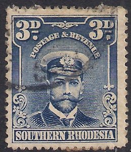 Southern Rhodesia 1924 - 29 KGV 3d Blue used SG 5 ( R627 )