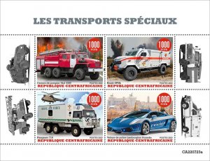 C A R - 2022 - Special Transport - Perf 4v Sheet  - Mint Never Hinged