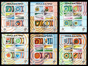 ITALY - 1990 FIFA WORLD CUP OF FOOTBAL ITALIA '90 - SET OF 6 MIN. SHEETS...