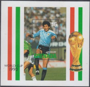 GRENADA Sc #1901 MNH S/S 1990 WORLD CUP SOCCER CHAMPIONSHIP in ITALY