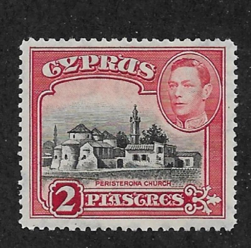 Cyprus 1944,KG-VI, 2p ,perf 12 ½ x 13 ½ Scott # 147Bc,XF Superb MNH**OG (SP-3)