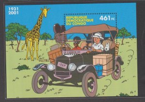CONGO (Zaire) 2001 Tintin in Africa (1 Sheet) MNH CV$8