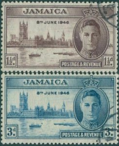 Jamaica 1946 SG141a-142a Victory set FU