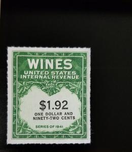 1942 $1.92 U.S. Internal Revenue Cordial & Wine, Green Scott RE152 Mint F/VF NH