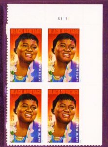 US 3996 Black Heritage Hattie McDaniel 39c plate block MNH 2006