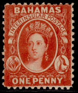 BAHAMAS QV SG8, 1d carmine-lake, LH MINT. Cat £1000. NO WMK