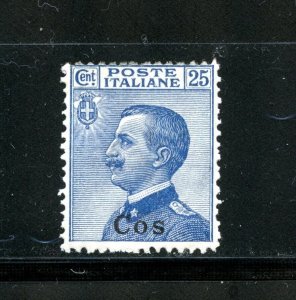 Italy-Aegean-COO #6 (I127) O/P COS 25¢ blue, wmk 140, M, H, F-VF