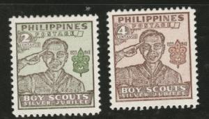 Independent Philippines Scott 528-9a  MH* 1948 perf 11.5 set