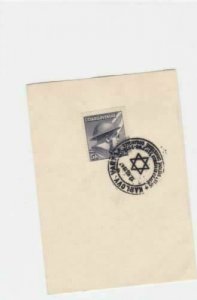czechoslovakia stamp and special jewish stamp cancel on piece  ref r15954