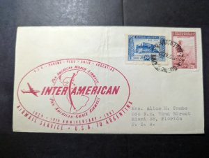 1947 Argentina Airmail Anniversary Cover Buenos Aires to Miami FL USA