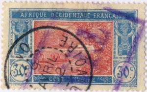 CÔTE-D'IVOIRE - 1932 CAD DIVO & grand cachet violet TIM.. sur N°67