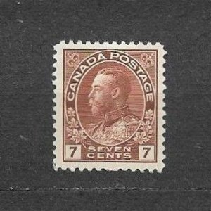 CANADA-1924,Sc#114, MLH, VF+. RED BROWN-KING GEORGE V-ADMIRAL ISSUE.