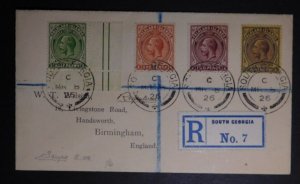 1926 South Georgia Falkland Island Registered Cover To Birmingham England