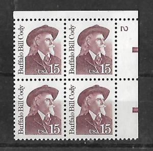 UNITED STATES , 2177a , MNH , PLATE BLOCK, UR , BUFFALO BILL CODY