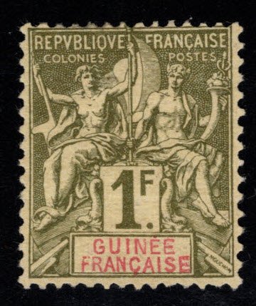 French Guinea Scott 17 MH* 1892 Perf 14x13.5 CV $50