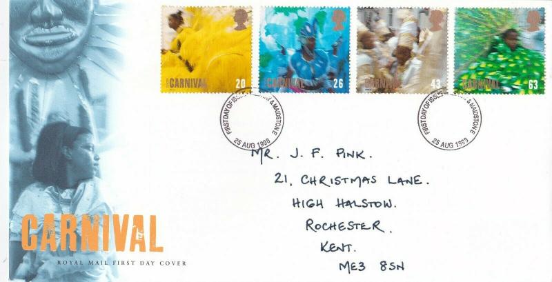 GB 1998 Carnival FDC Medway and Maidstone Cancel with enclosure VGC