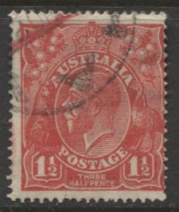 Australia - Scott 26 - KGV Head -1914 - FU - Wmk 9 - 1.1/2p Stamp3