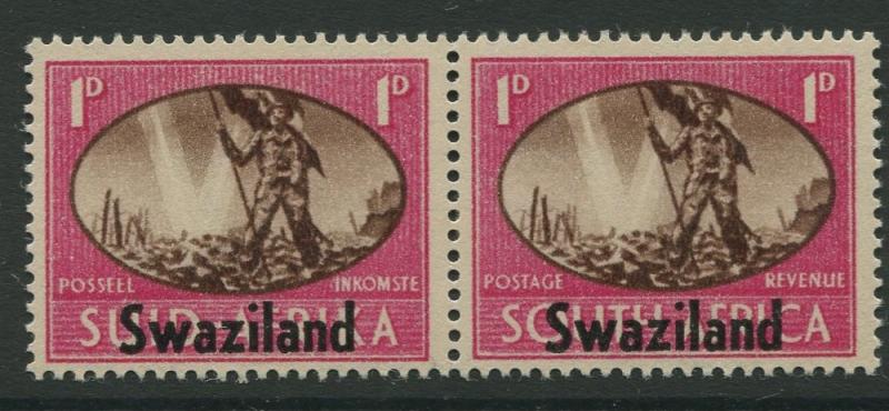 Swaziland -Scott 38 - Victory Overprint - 1945 - MLH - Pair of 1p Stamp