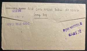 1945 Egypt Prisoner Of War MEF POW Camp 309 Letter Sheet Cover To Rome Italy