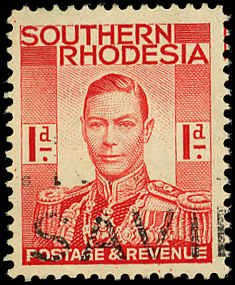 Southern Rhodesia Scott 43 - VF Used -1937 1p  King George VI - Clean & Sound