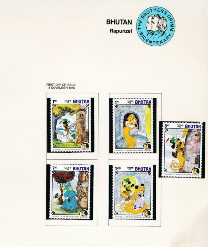 DISNEY BHUTAN 522-526 MINT NH RAPUNZEL