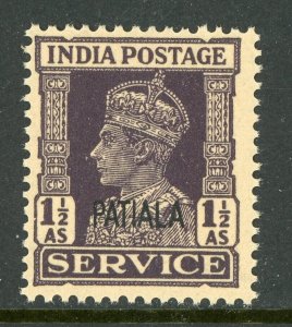 India 1945 KGVI Patiala Convention States Official 1½a Scott # O69 MNH Q700