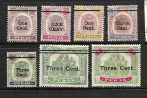 PERAK  1900   OVERPRINTS SET 7      MH   SG 81/87